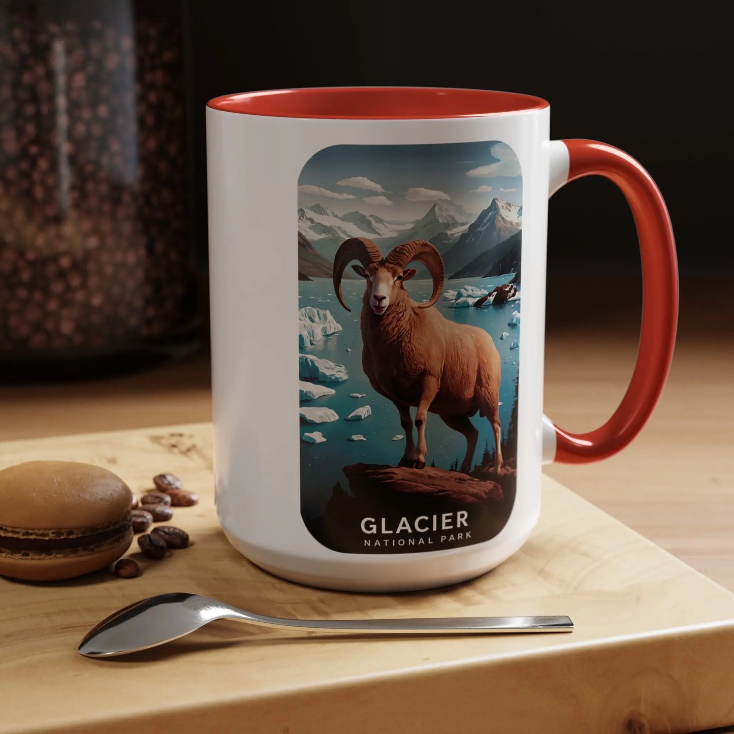 Glacier National Park Big Horned Sheep Scenic Coffee Mug 11oz 15oz Blue Black Pink Red - Park Service Apparel