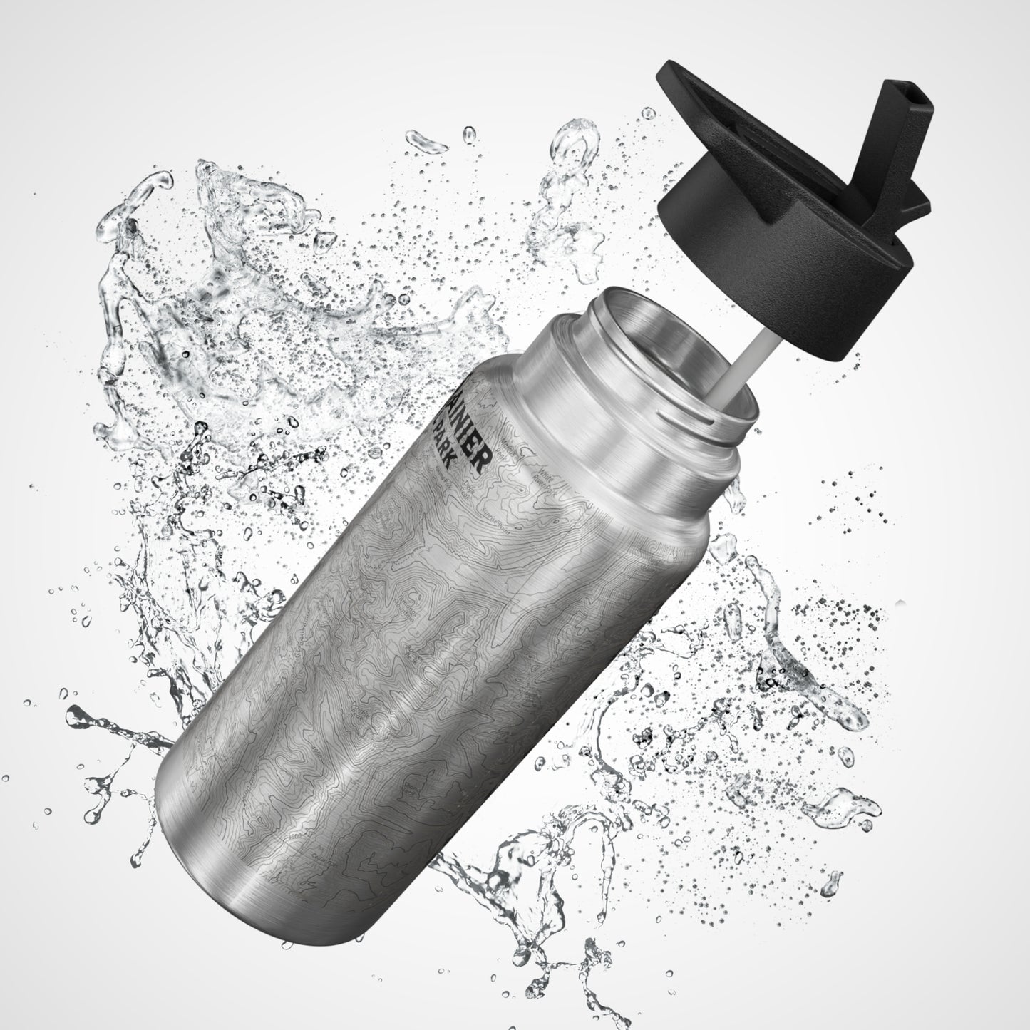 Mount Rainier Topographic Insulated Water Bottle Tumbler 32oz Printify