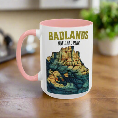 Badlands National Park Accent Coffee Mug 11oz 15oz Blue Black Pink Red Outdoor Inspired Ceramic Mug - Park Service Apparel