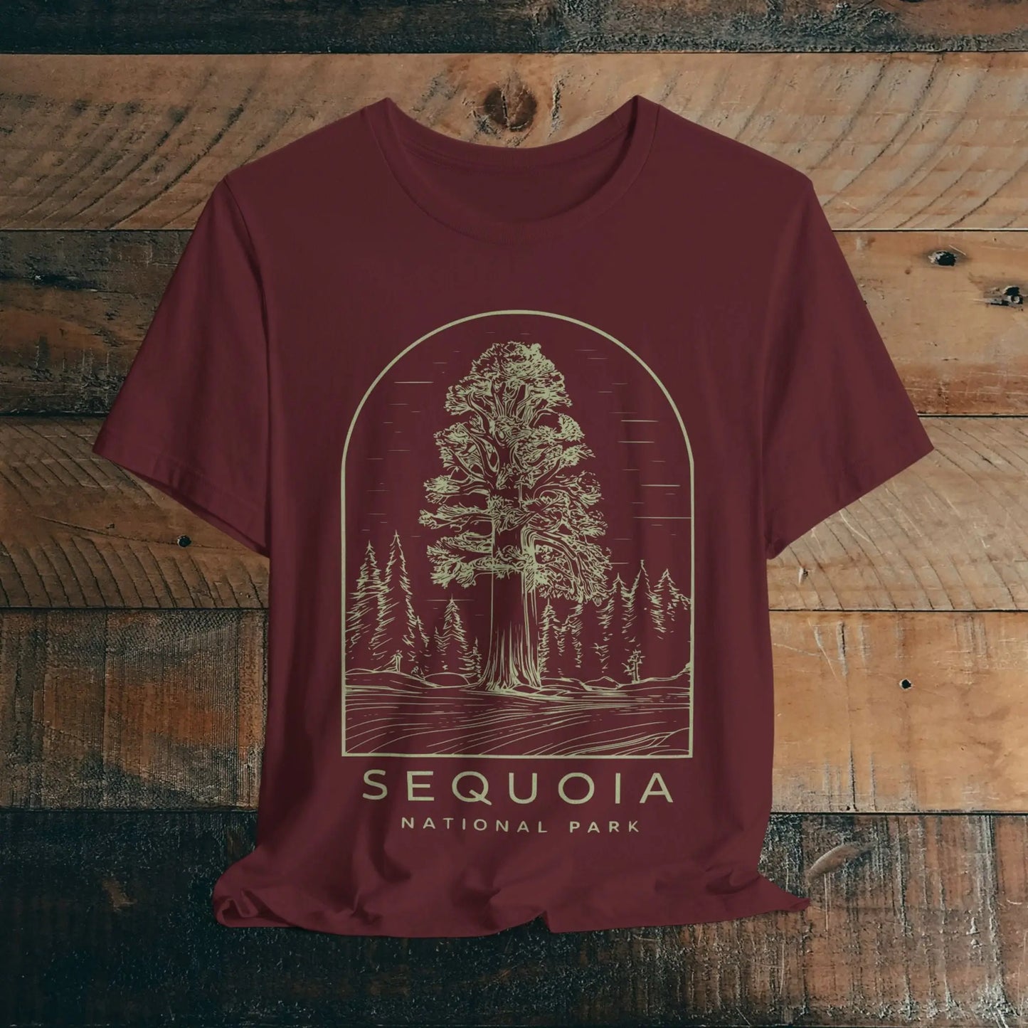 Sequoia National Park Unisex Fit Soft T-Shirt Tree Line Art - Park Service Apparel