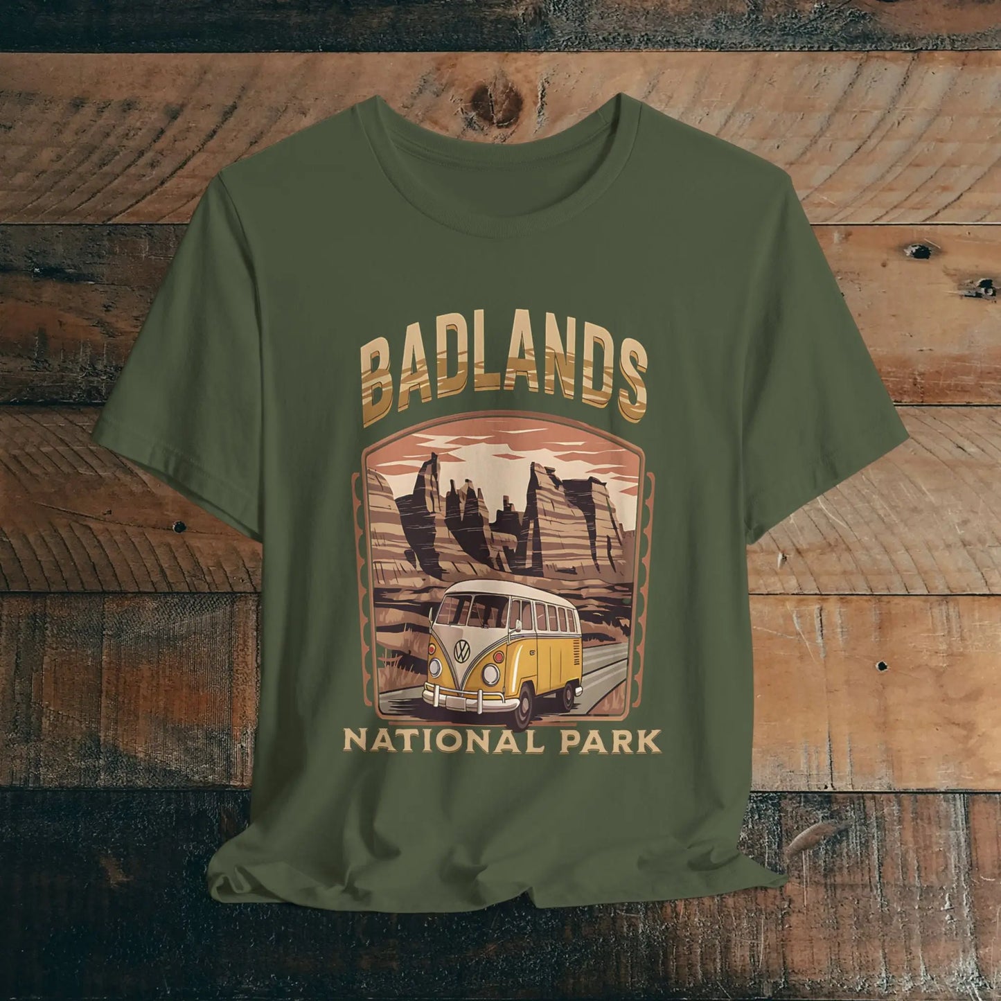 Badlands National ParkUnisex Fit Soft T-shirt Volkswagon Bus - Park Service Apparel
