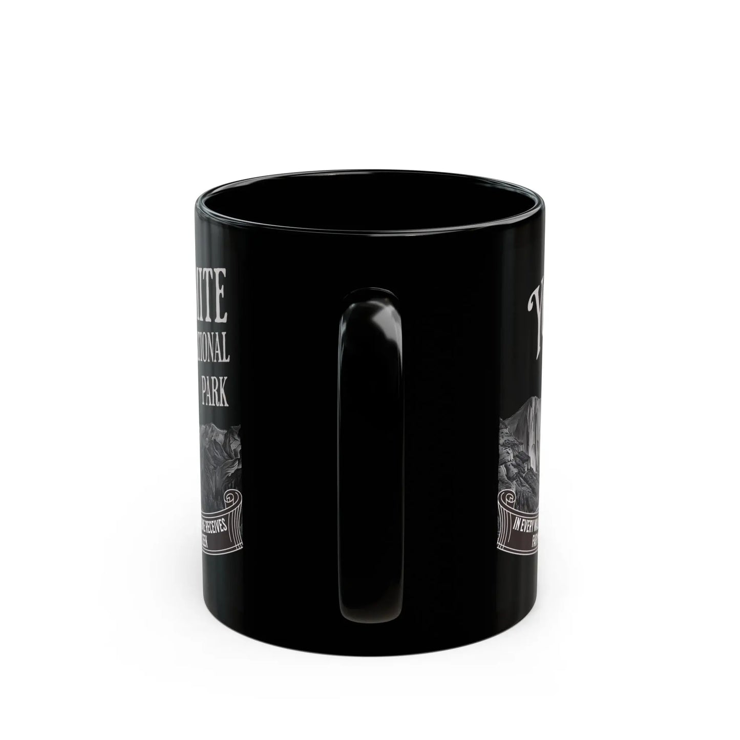 Yosemite National Park Rustic Scenic Ceramic Black Mug (11oz, 15oz) Muir Nature - Park Service Apparel
