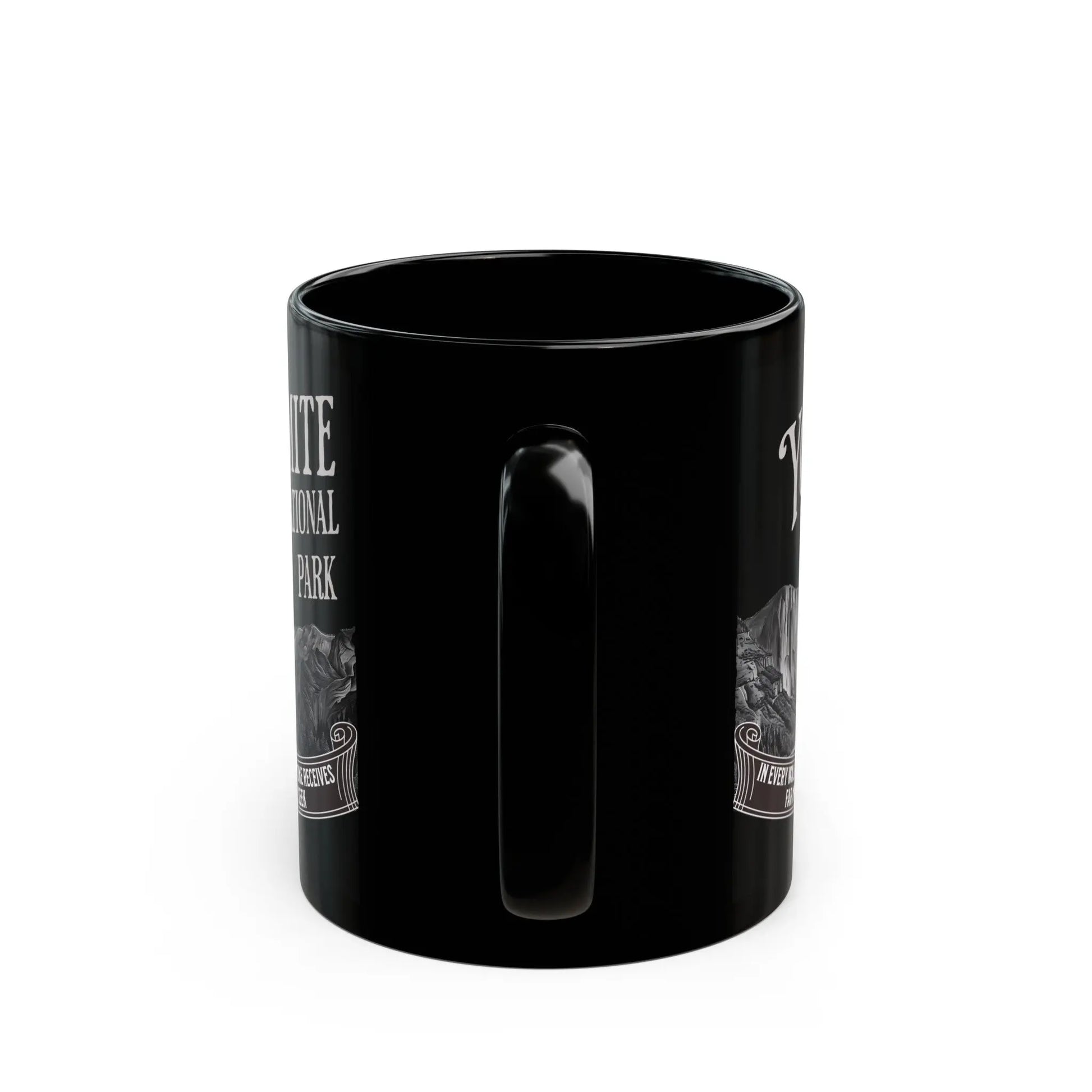 Yosemite National Park Rustic Scenic Ceramic Black Mug (11oz, 15oz) Muir Nature - Park Service Apparel