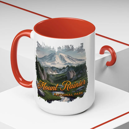 Mount Rainier National Park Accent Coffee Mug 11oz 15oz Blue Black Pink Red Outdoor Inspired Ceramic Mug - Park Service Apparel