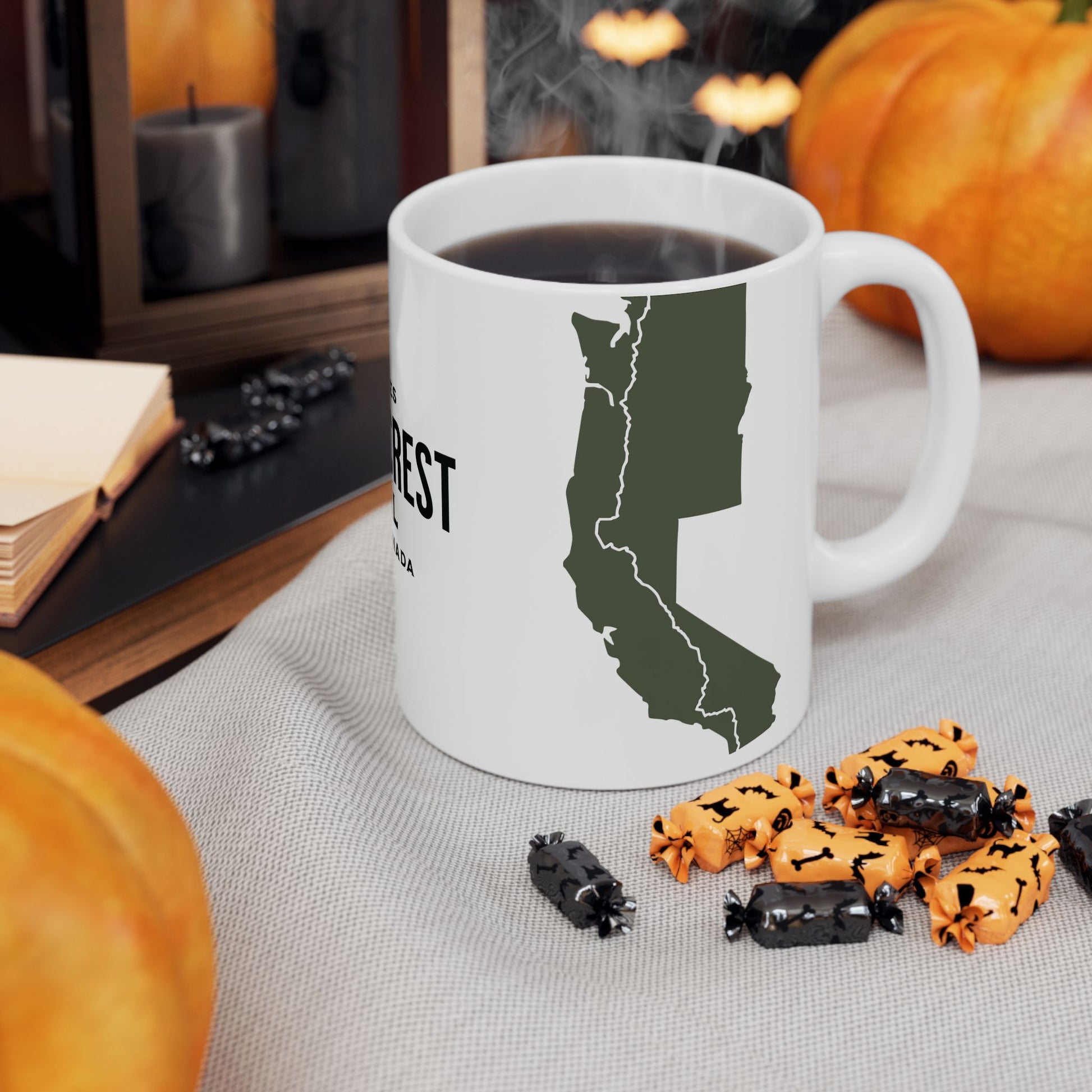 Pacific Crest Trail Classic Trail Marker Coffee Mug 11oz, 15oz Blue Black Pink Red Navy Mexico To Canada Map Printify