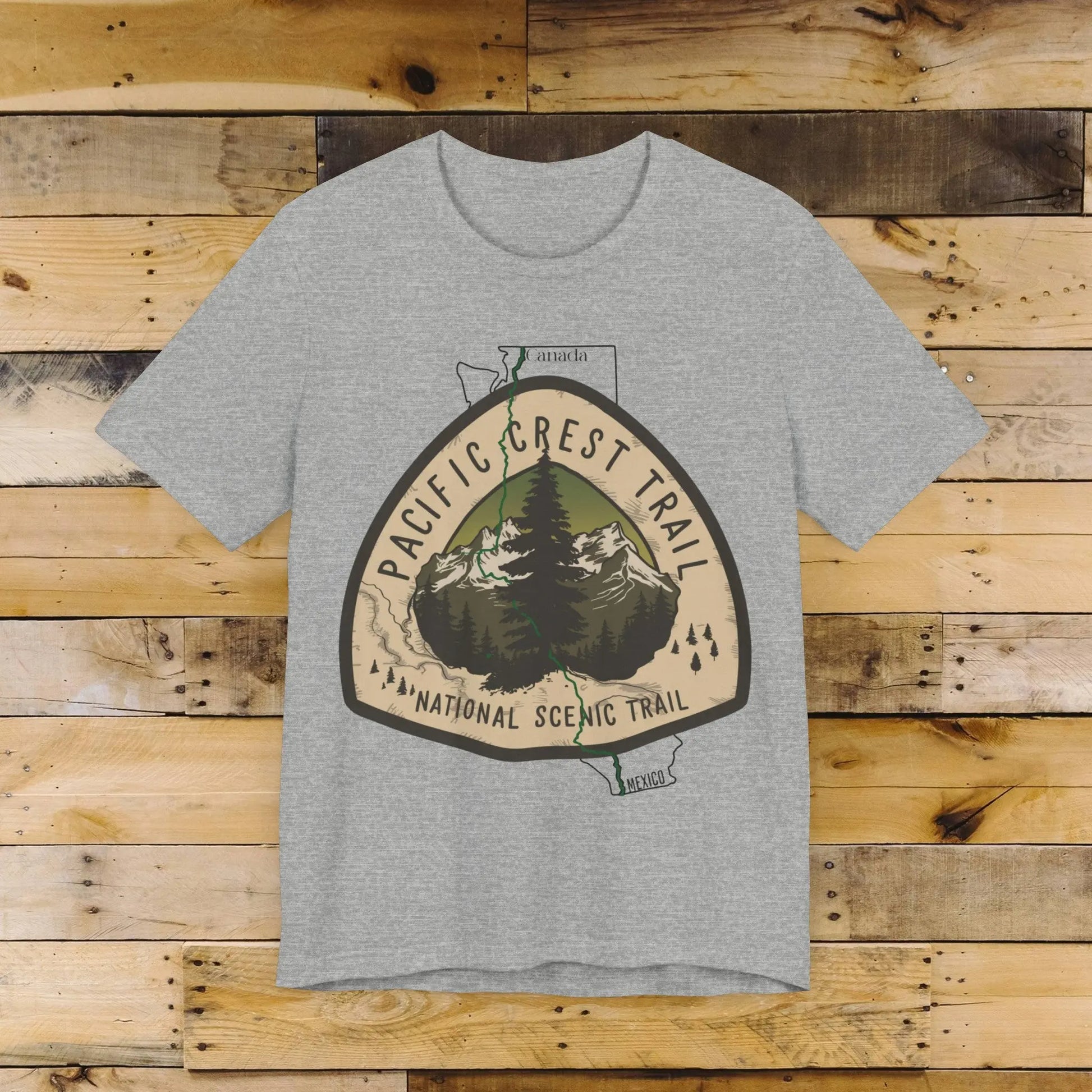 Pacific Crest Trail Unisex Jersey T-Shirt Logo Emblem Mexico Canada Line Printify