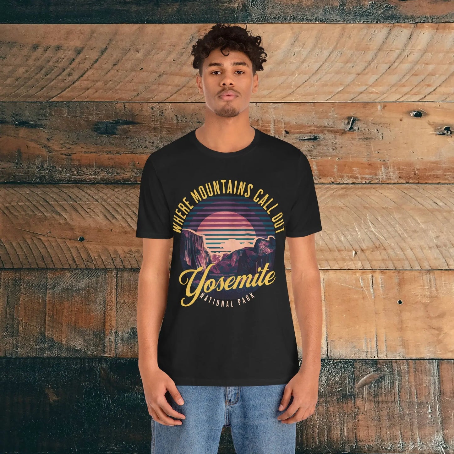 Yosemite National Park Unisex T-Shirt California Retro Mountains Call Out - Park Service Apparel