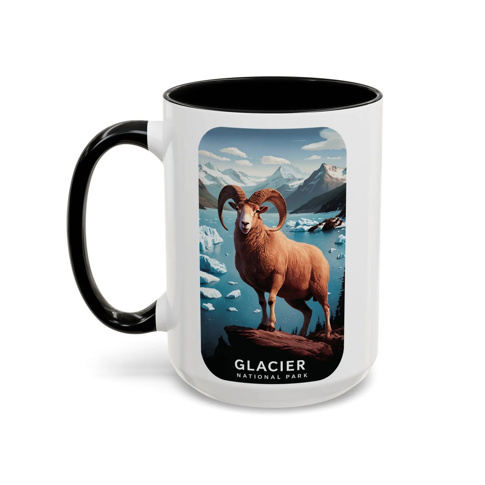 Glacier National Park Big Horned Sheep Scenic Coffee Mug 11oz 15oz Blue Black Pink Red - Park Service Apparel