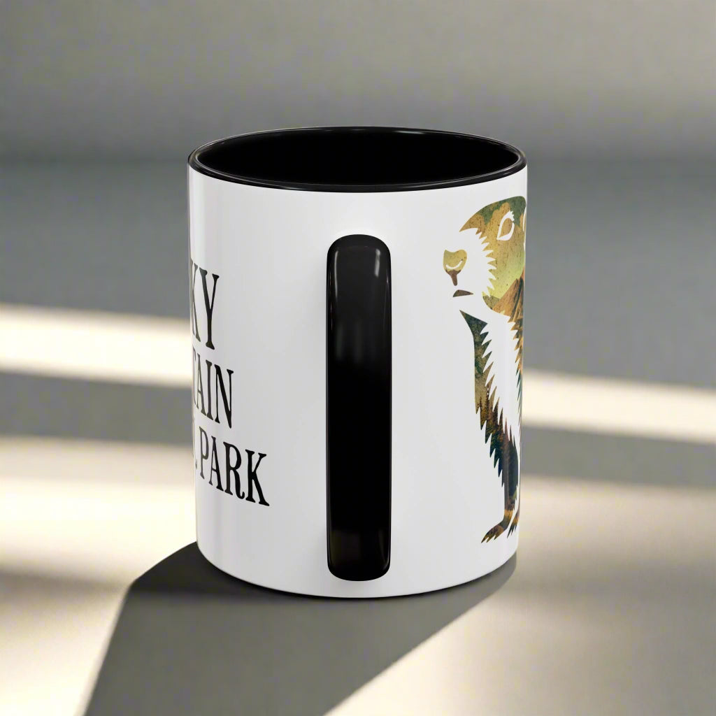 Rocky Mountain National Park Marmot Colored Coffee Mug 11oz 15oz Colorado Coffee Cup Light Blue, Navy, Black, Pink, Red Printify
