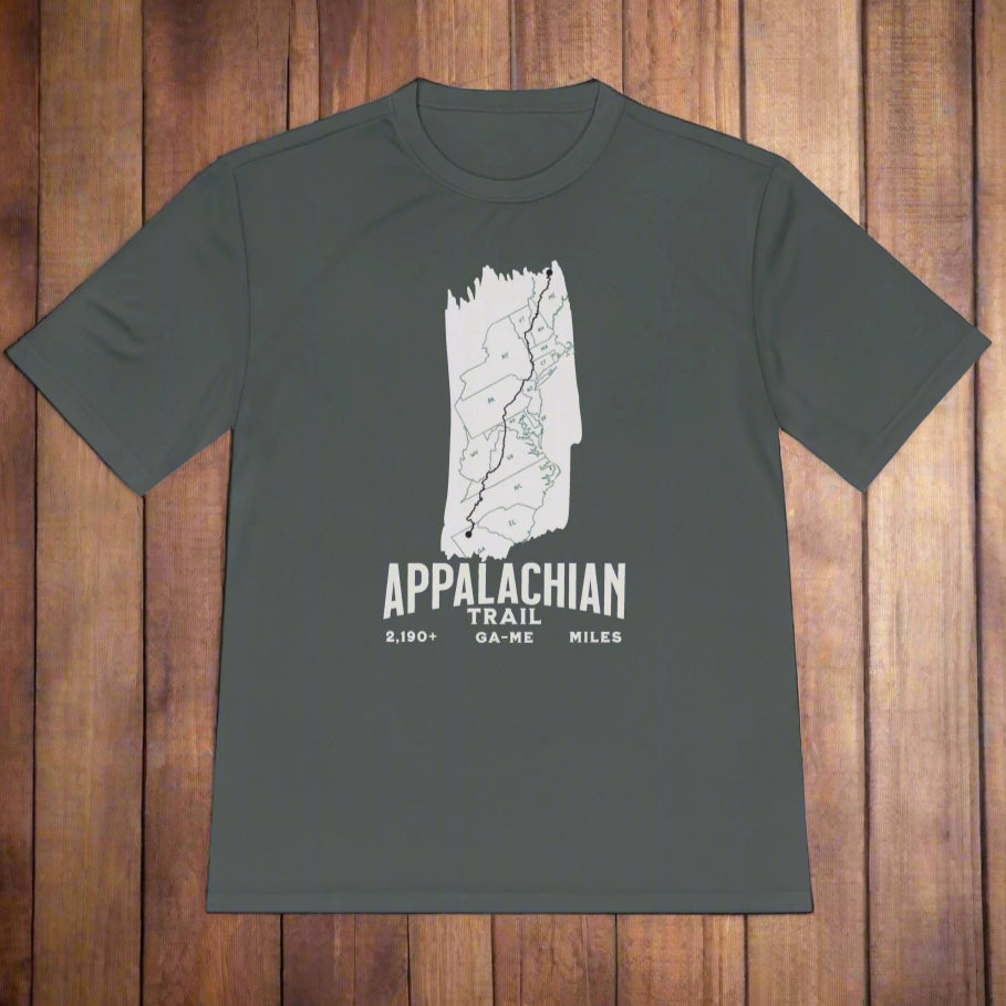 Appalachian Trail White Blaze Map Unisex Fit Sport Tech Performance T-shirt Printify