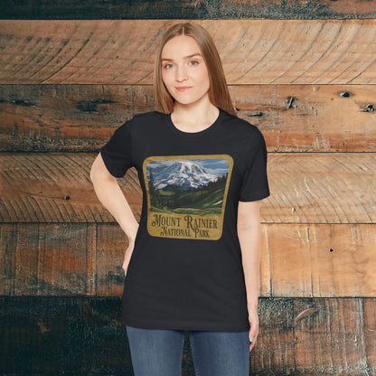 Mount Rainier National Park Unisex Fit Short Sleeve T-Shirt Wood Sign - Park Service Apparel
