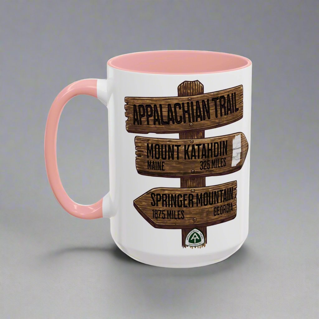 Appalachian Trail Accent Coffee Mug 11oz 15oz National Scenic AT Wood Mileage Sign Printify