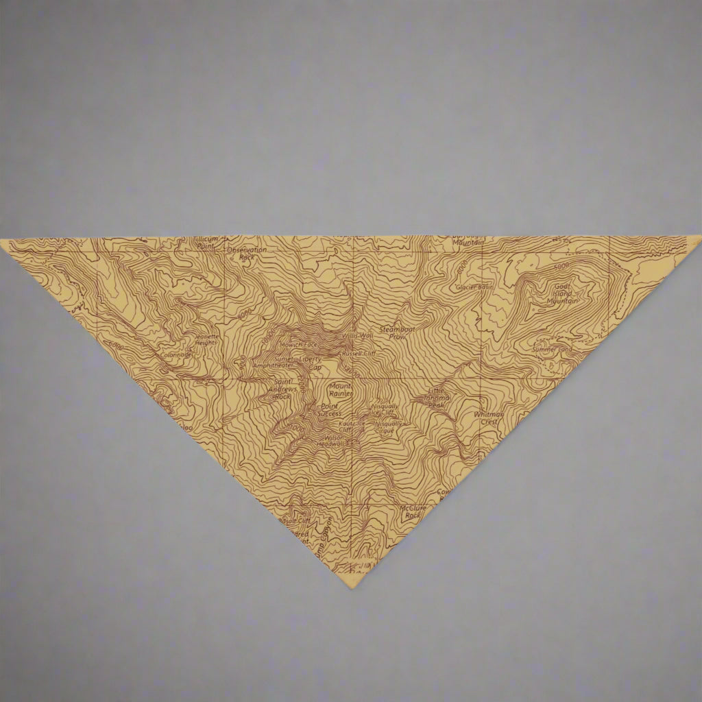 Mount Rainier Topographic Pet Bandana USGS National Park Topo Map