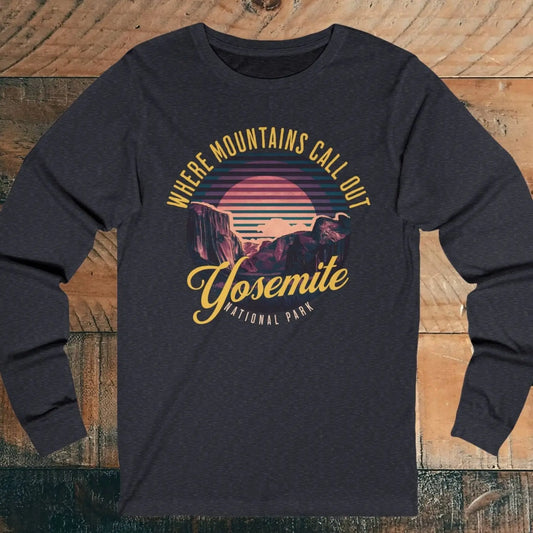 Yosemite National Park Unisex Fit Long Sleeve T-shirt Valley Retro - Park Service Apparel