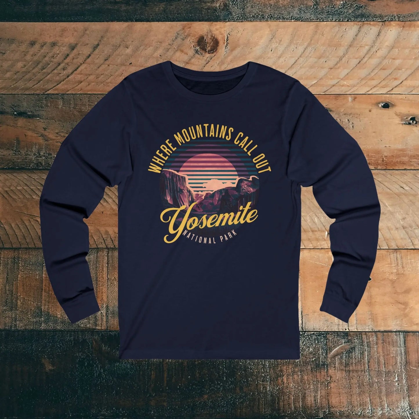 Yosemite National Park Unisex Fit Long Sleeve T-shirt Valley Retro - Park Service Apparel