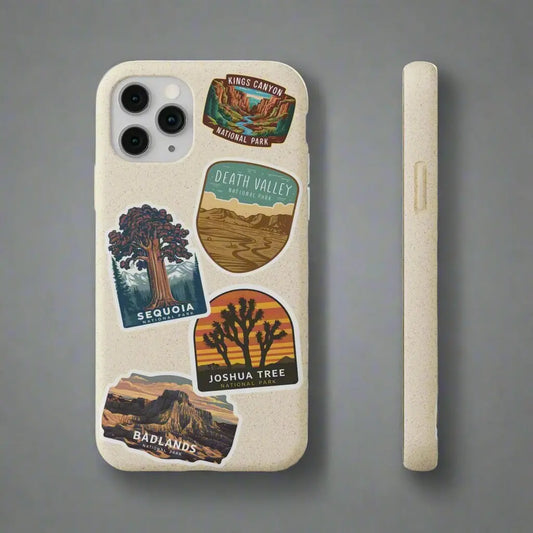 Biodegradable Custom National Park Sticker Style Printed Phone Case Personalize Your Phone Protector (iPhone 11-15) (Galaxy 20-22) - Park Service Apparel