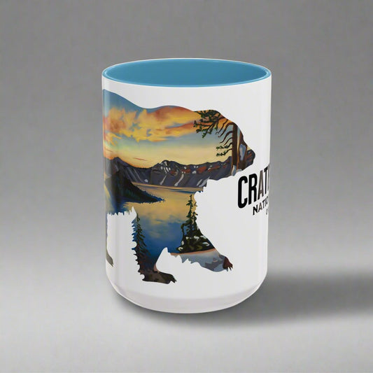 Crater Lake Accent Coffee Mug 11oz 15oz National Park Oregon Blue Black Pink Red Outdoor Inspired Printify