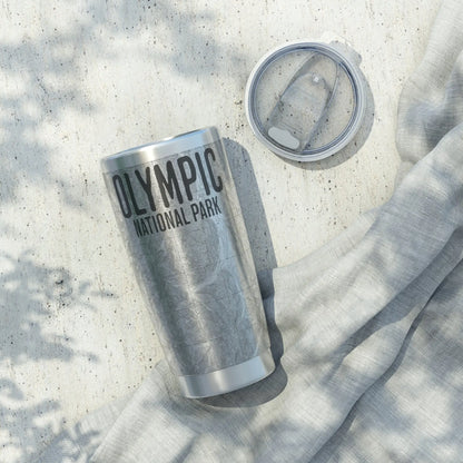 Olympic National Park Topographic Tumbler 20oz Real USGS Map Double Walled Spill Resistant Lid - Park Service Apparel