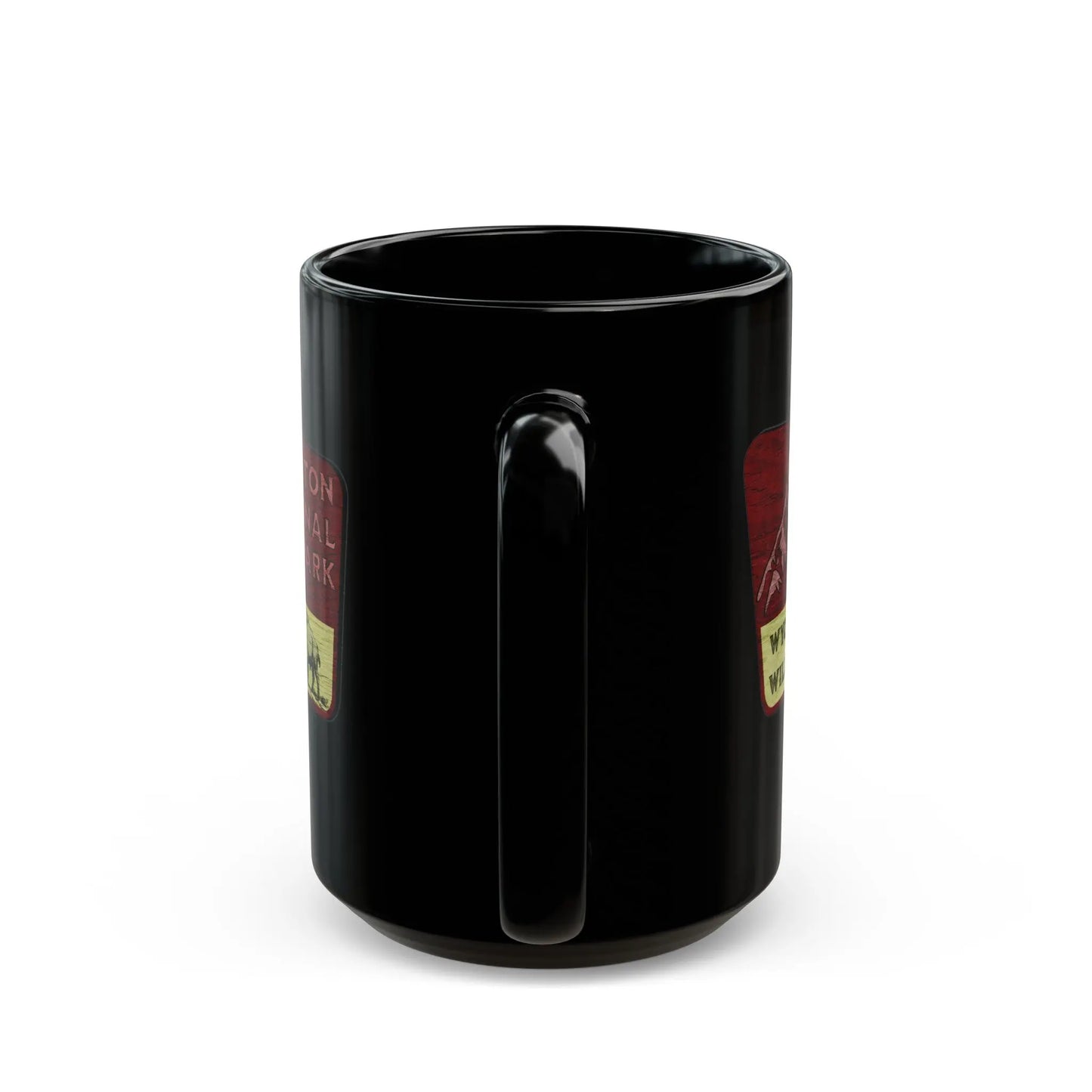 Grand Teton National Park Black Mug (11oz, 15oz) Wyoming Wild Wood Sign Graphic - Park Service Apparel