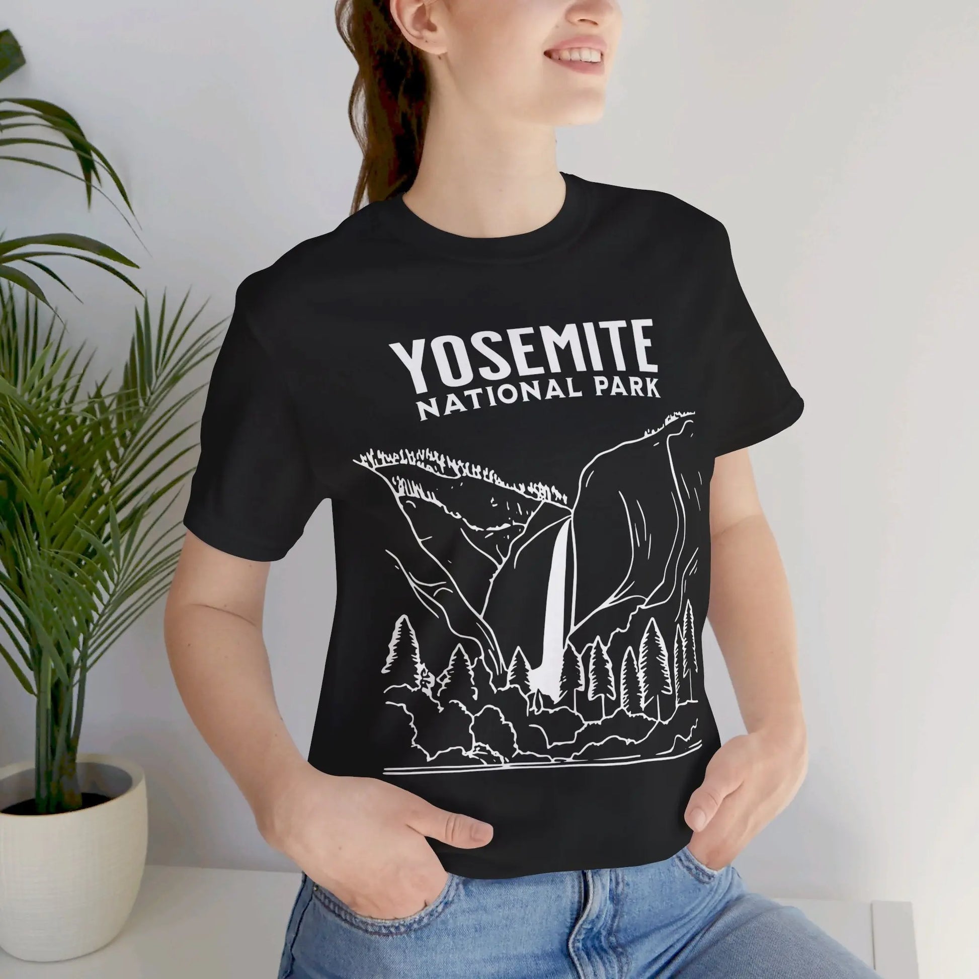 Yosemite National Park Falls Minimalist Art Unisex T-Shirt - Park Service Apparel