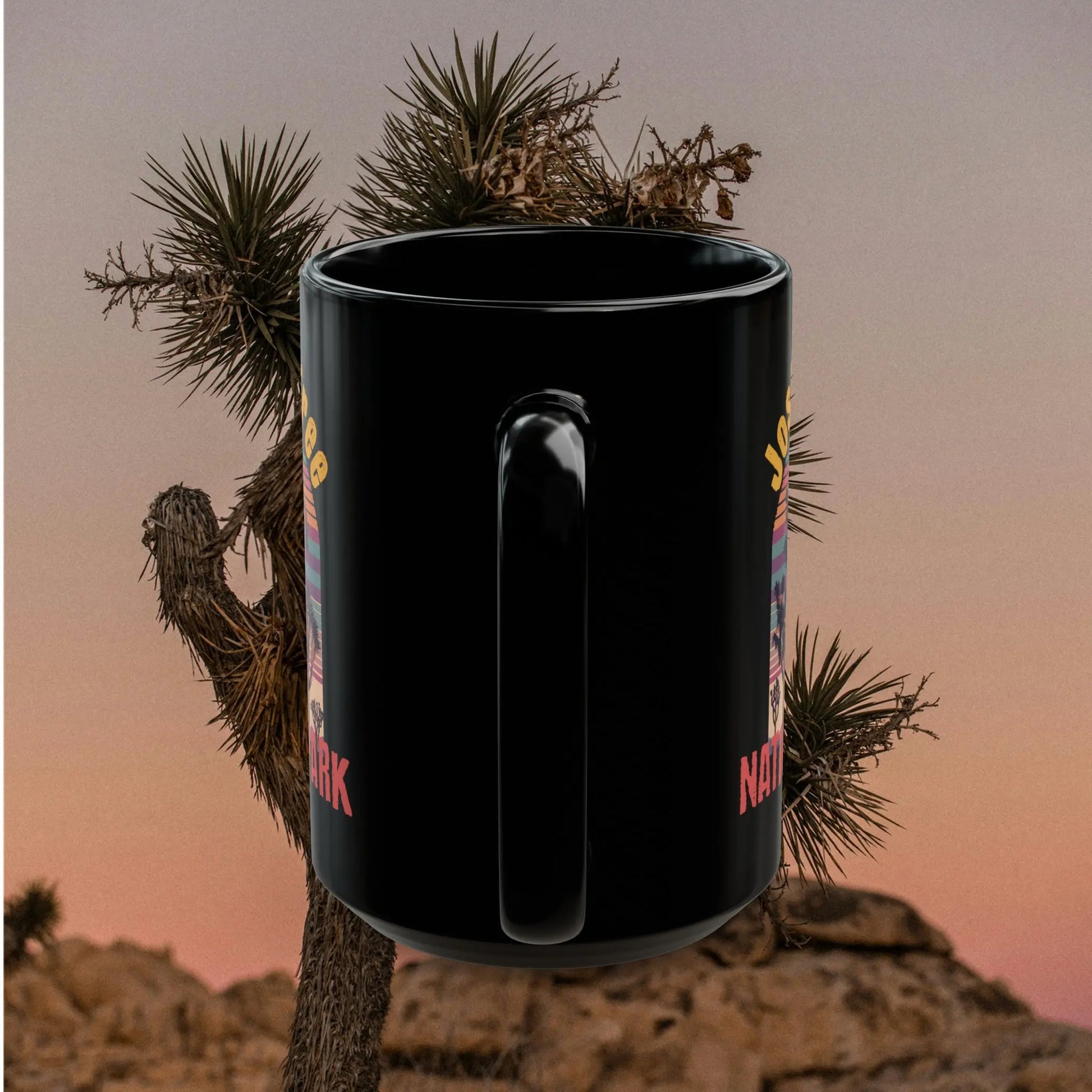 Joshua Tree National Park Retro Colorful Black Mug (11oz, 15oz) Coffee Tea Cup - Park Service Apparel