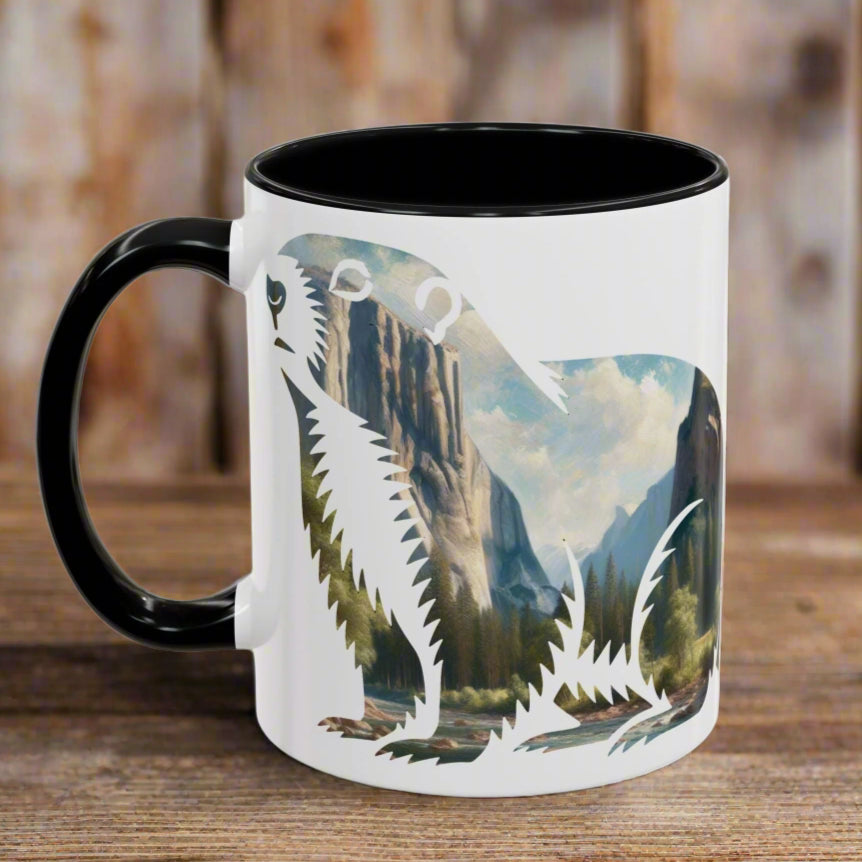 Yosemite National Park Colored Coffee Mug 11oz 15oz Colorful Mountain Cup Light Blue, Navy, Black, Pink, Red Printify