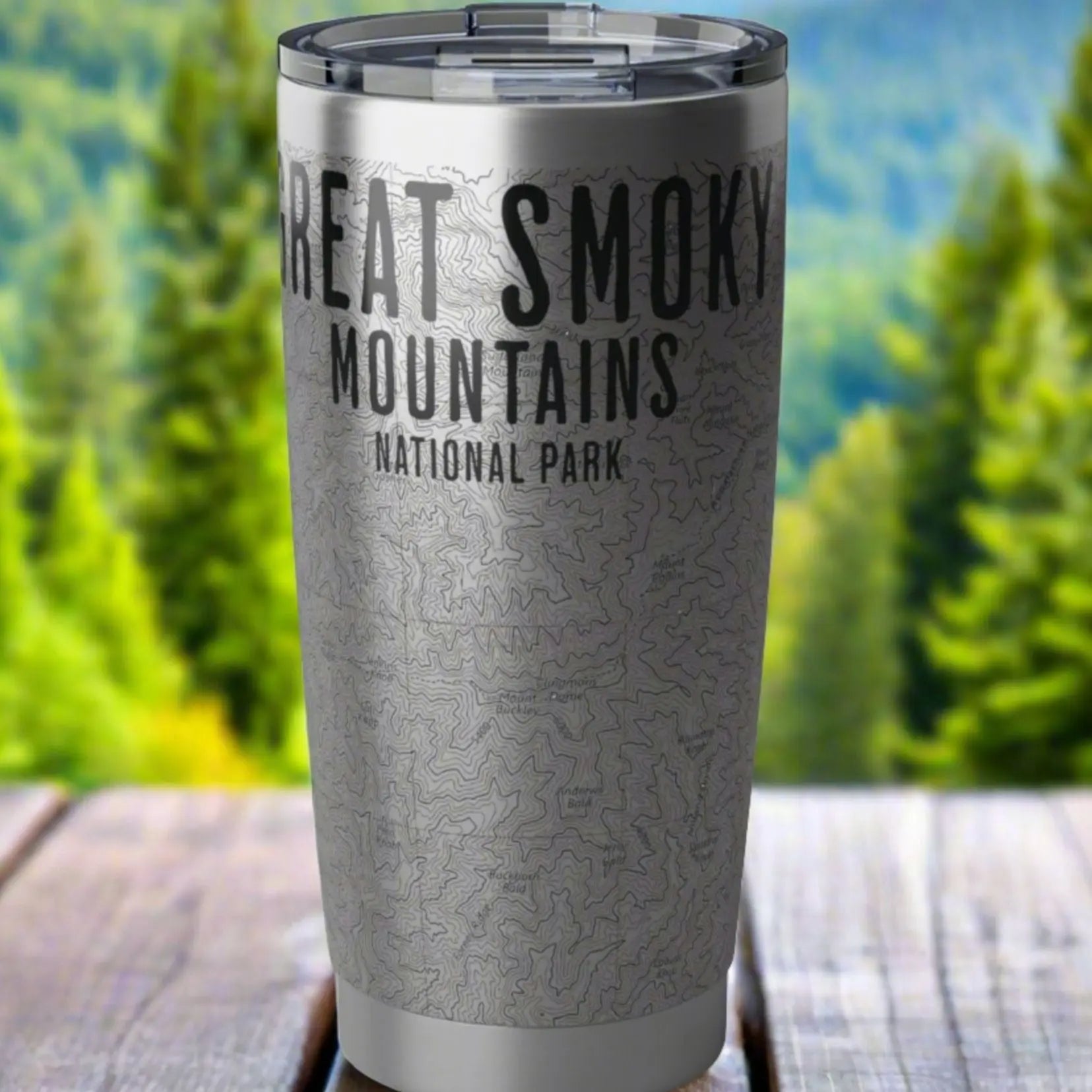 Great Smoky Mountains National Park Topographic Tumbler 20oz Appalachian Trail Print Spill Resistant Lid - Park Service Apparel