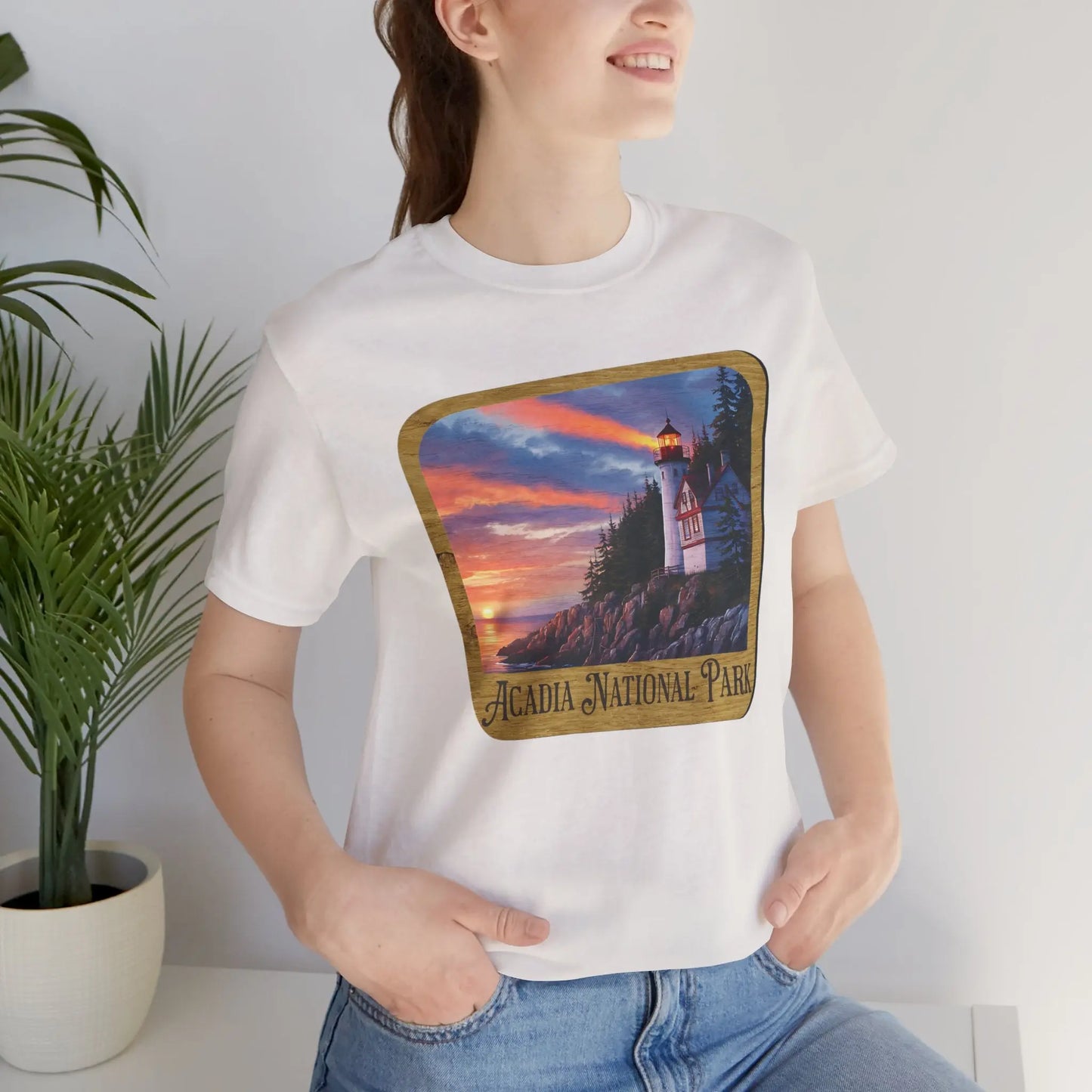 Acadia National Park Unisex Fit Short Sleeve T-Shirt Wood Sign - Park Service Apparel