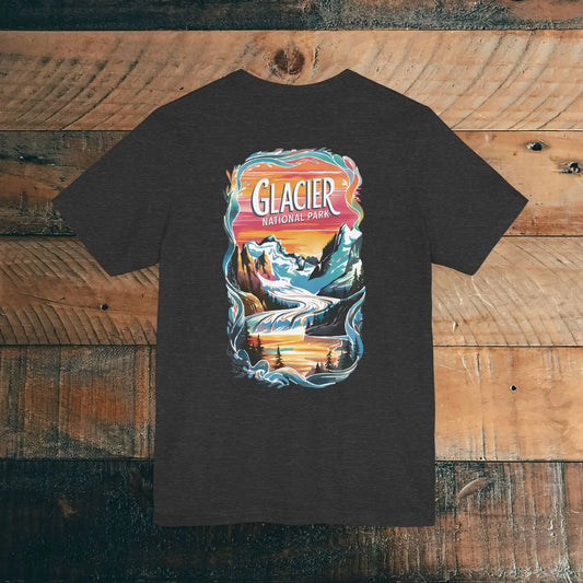 Glacier National Park Unisex Fit Soft T-Shirt Back Print Spring Melt - Park Service Apparel