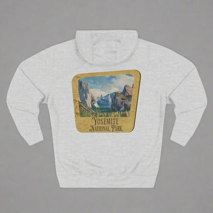 Yosemite National Park Fleece Hoodie Scenic Valley Art Wooden Mountain Sign - Park Service Apparel