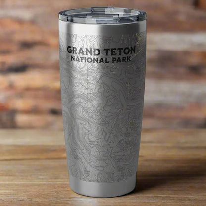 Grand Teton National Park Topographic Tumbler 20oz USGS Map Print - Park Service Apparel