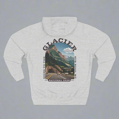 Glacier National Park Unisex Fit Fleece Hoodie Scenic Going to The Sun Road Big Horned Sheep - Park Service Apparel