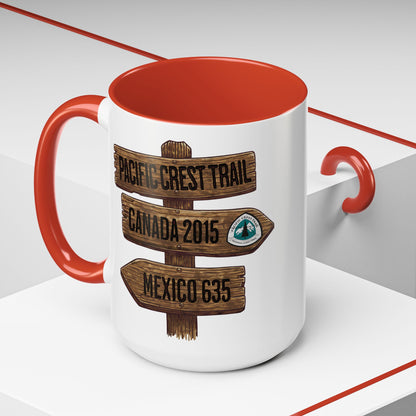 Pacific Crest Trail Accent Coffee Mug 11oz 15oz National Scenic PCT Wood Mile Sign Printify