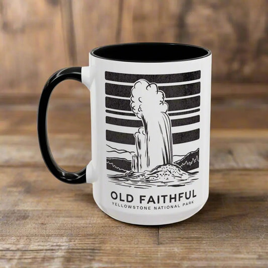 Old Faithful Geyser Yellowstone National Park Coffee Mug 11oz 15oz Blue Black Pink Red - Park Service Apparel
