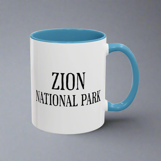 Zion National Park Mountain Lion Colored Coffee Mug 11oz 15oz Utah Canyon Coffee Cup Light Blue, Navy, Black, Pink, Red Printify