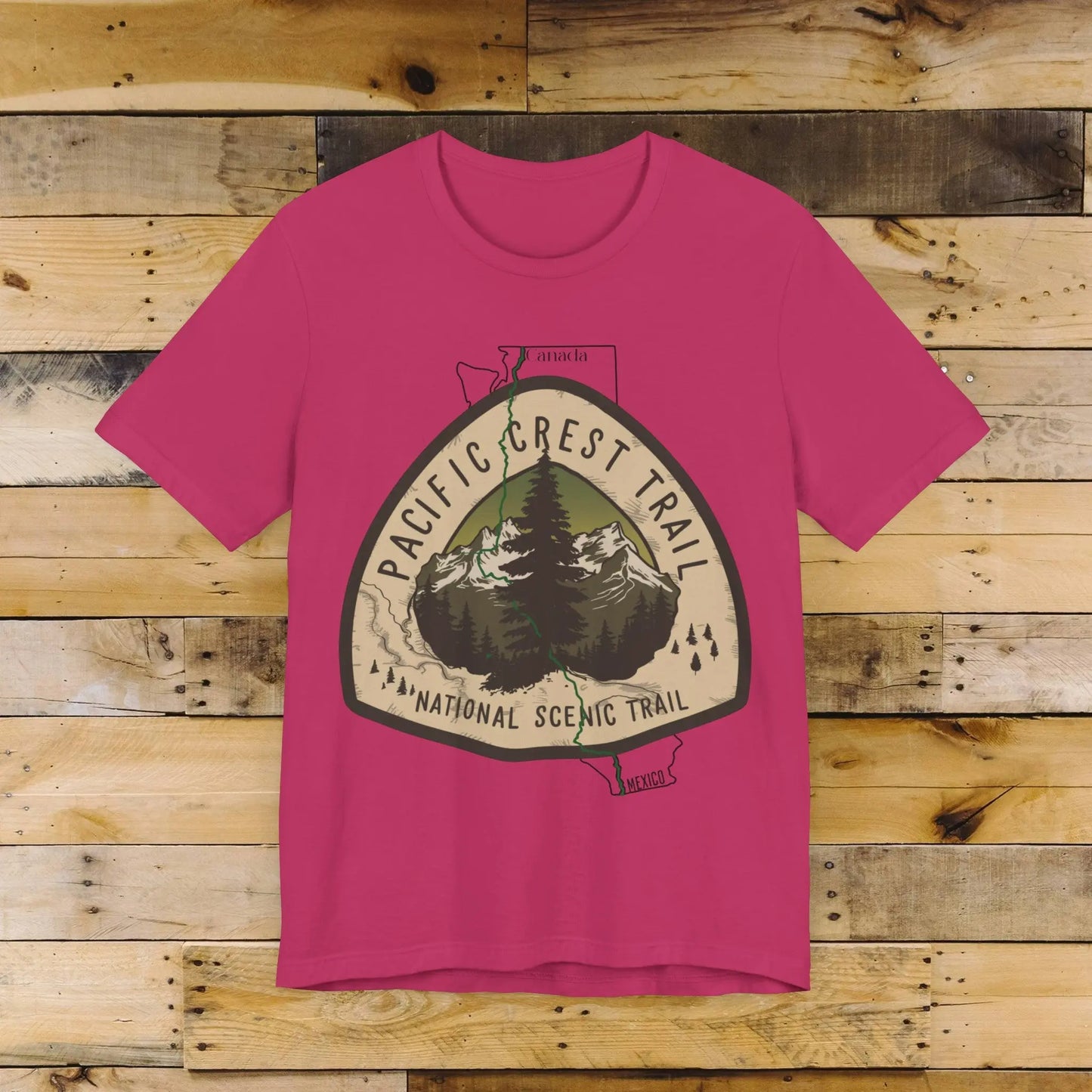 Pacific Crest Trail Unisex Jersey T-Shirt Logo Emblem Mexico Canada Line Printify