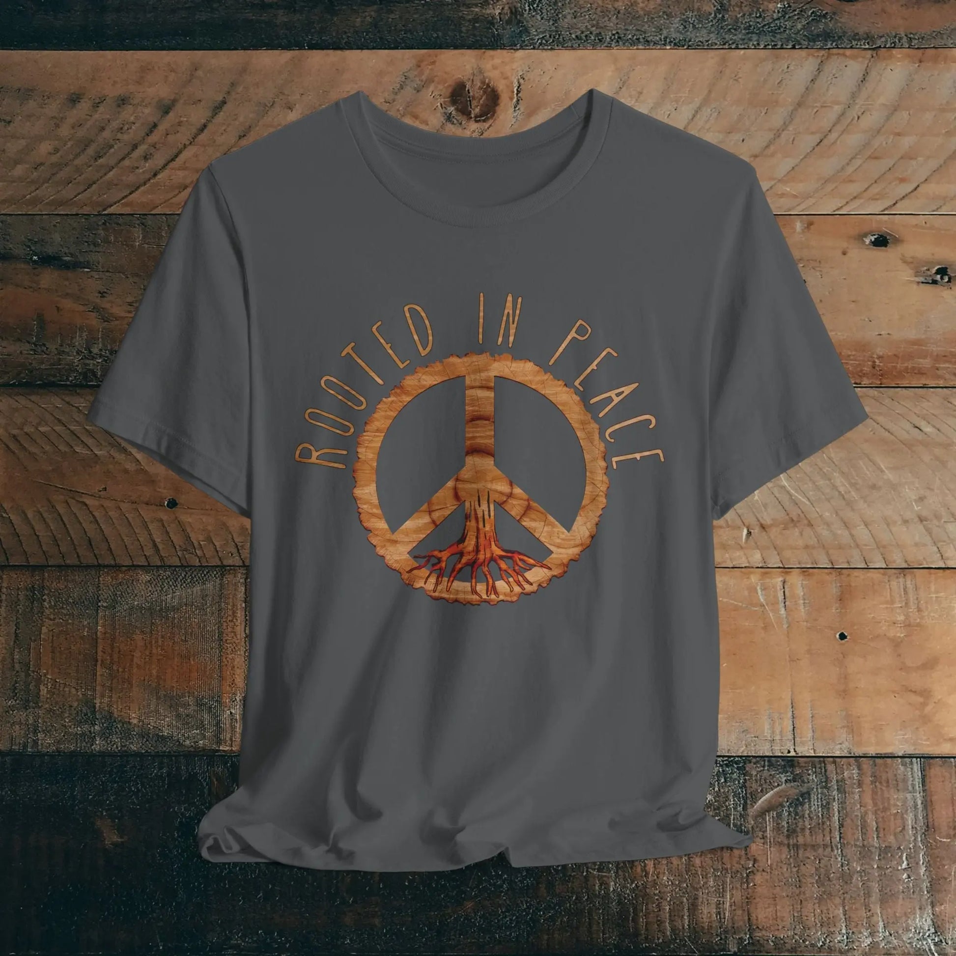 Rooted In Peace Rustic Wood Look  Unisex Fit Short Sleeve T-Shirt Tree Roots - Park Service Apparel