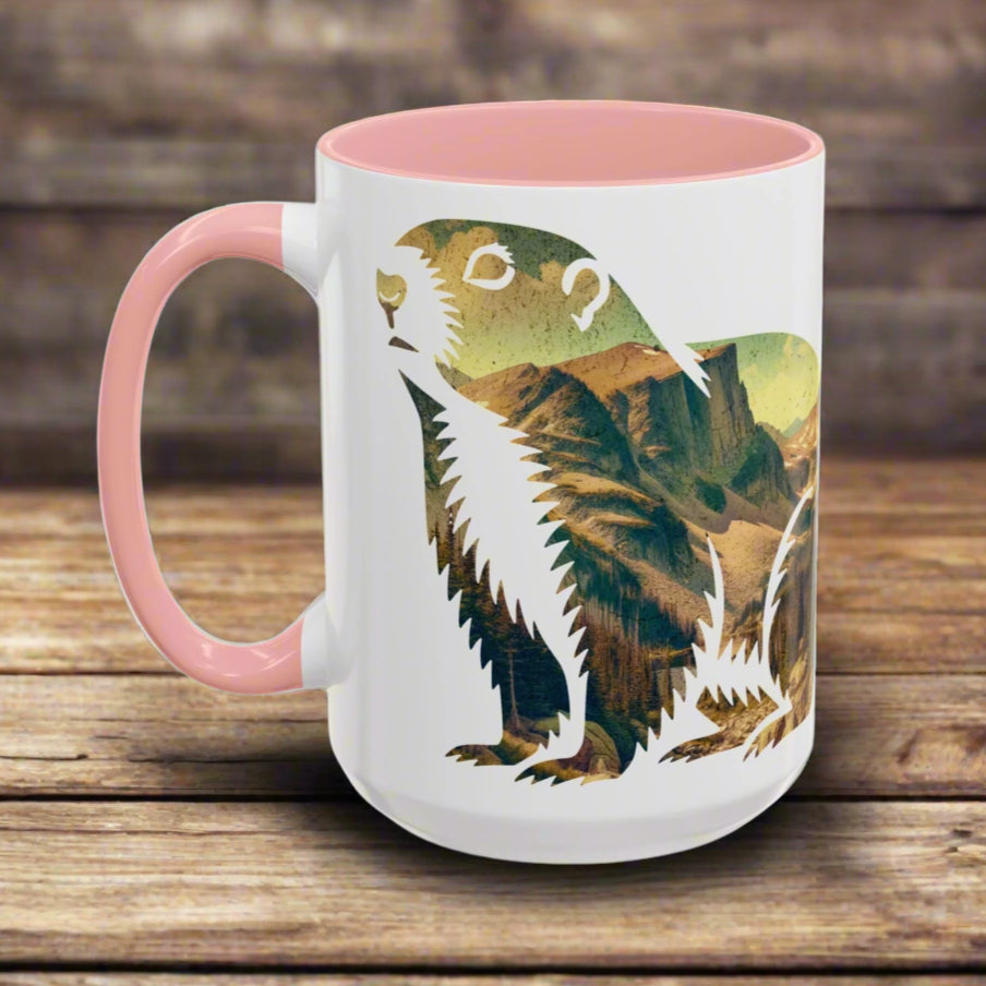 Rocky Mountain National Park Marmot Colored Coffee Mug 11oz 15oz Colorado Coffee Cup Light Blue, Navy, Black, Pink, Red Printify