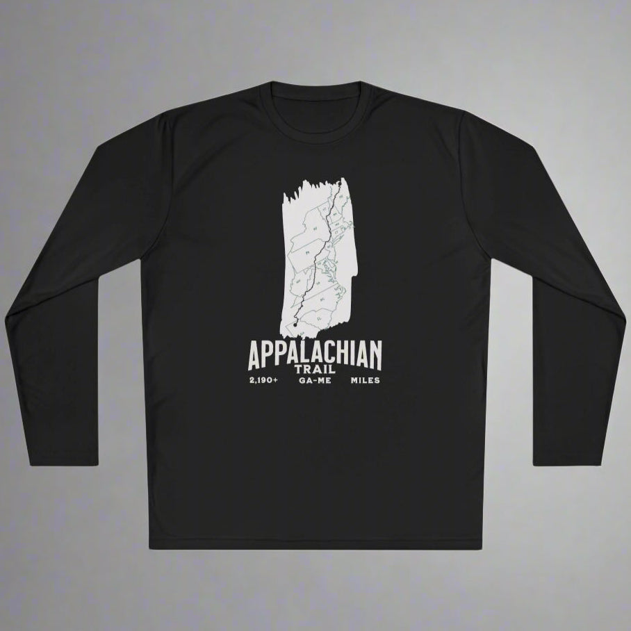 Appalachian Trail White Blaze Map Unisex Fit Tech Sport  Long Sleeve Performance Shirt Printify