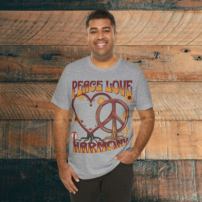 Peace Love Harmony Tree Unisex Soft Jersey Short Sleeve Garden Flowers T-Shirt Printify