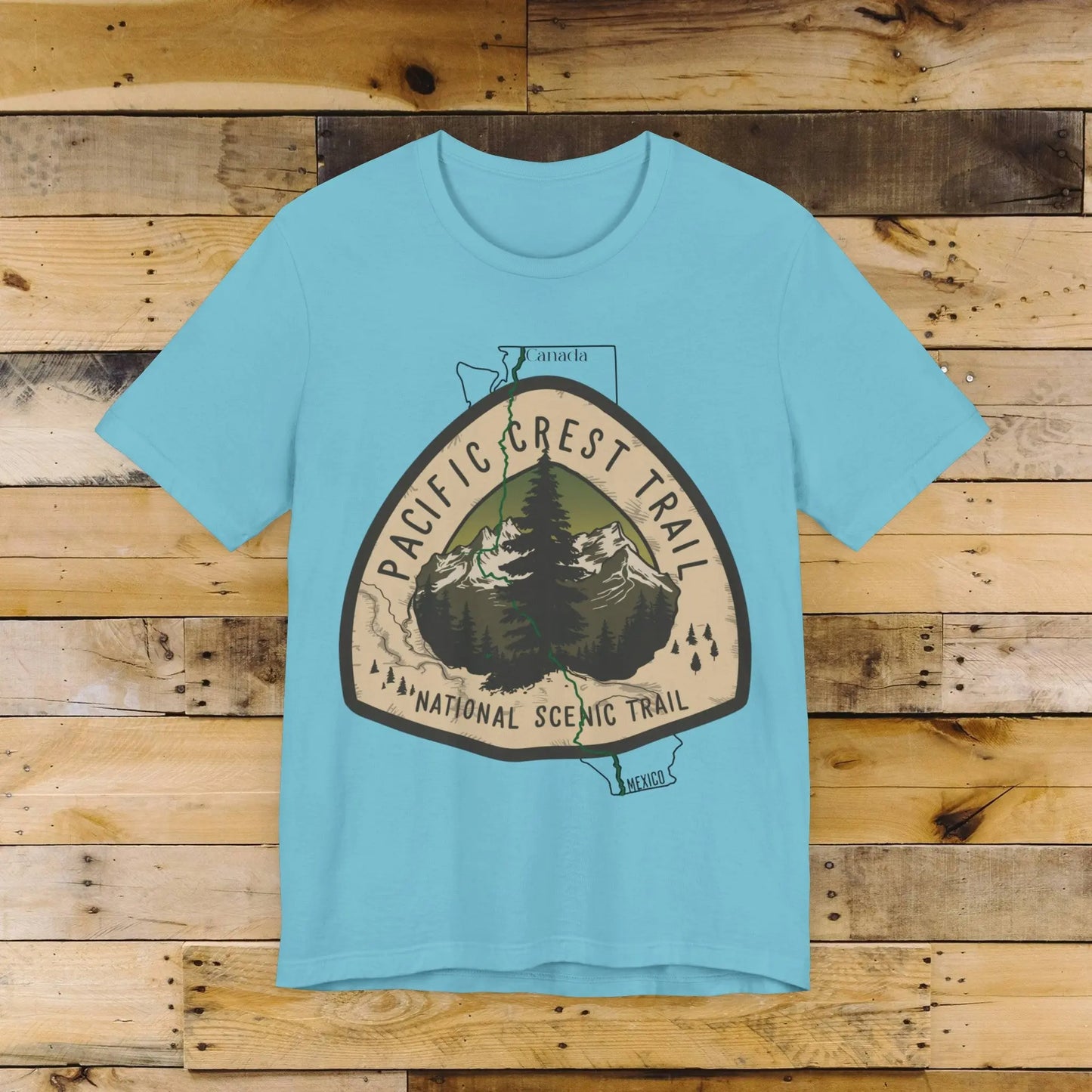 Pacific Crest Trail Unisex Jersey T-Shirt Logo Emblem Mexico Canada Line Printify