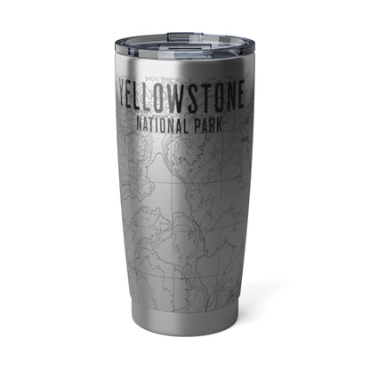 Yellowstone National Park Topographic Tumbler 20oz Real USGS Map Old Faithful Double Walled Spill Resistant Lid - Park Service Apparel