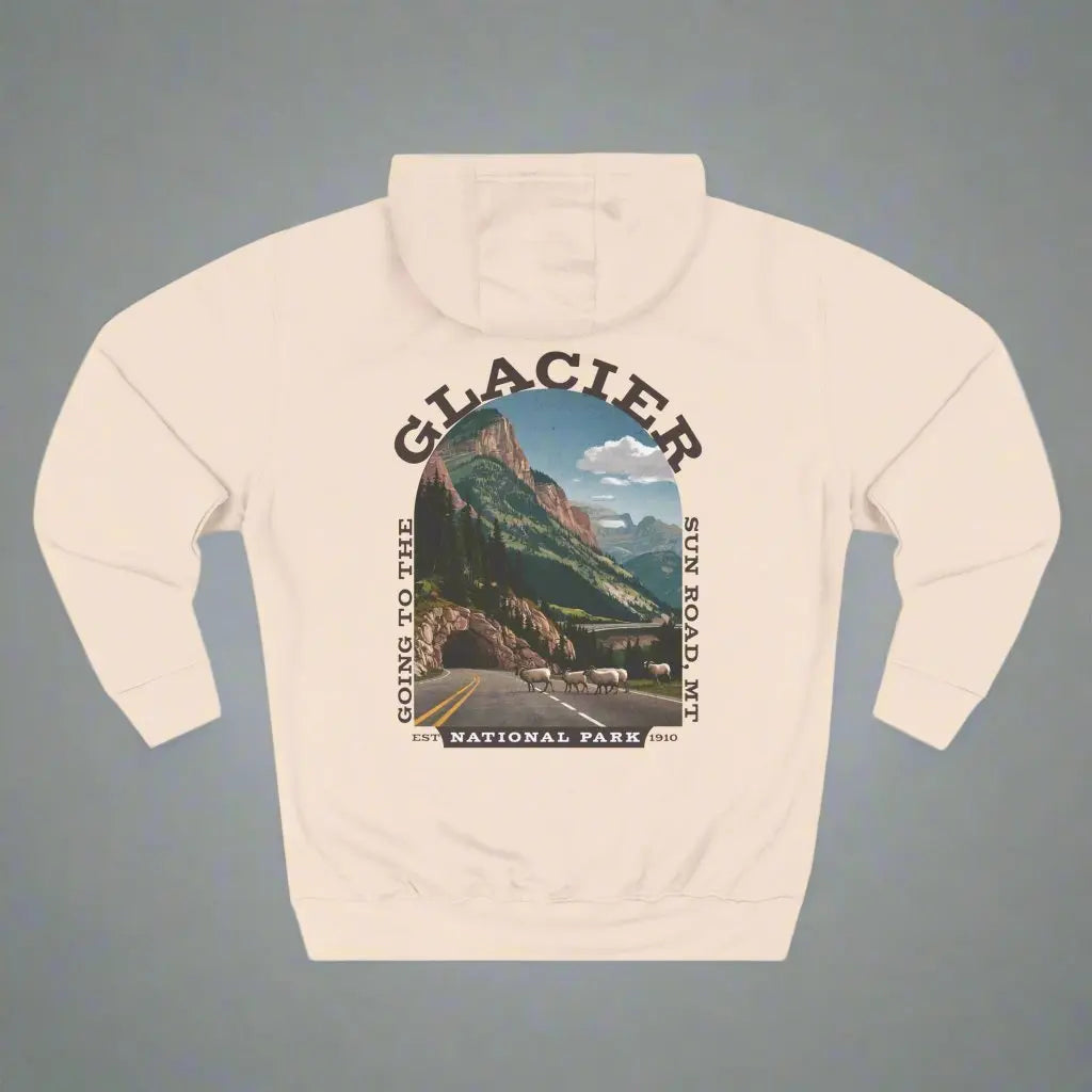 Glacier National Park Unisex Fit Fleece Hoodie Scenic Going to The Sun Road Big Horned Sheep - Park Service Apparel