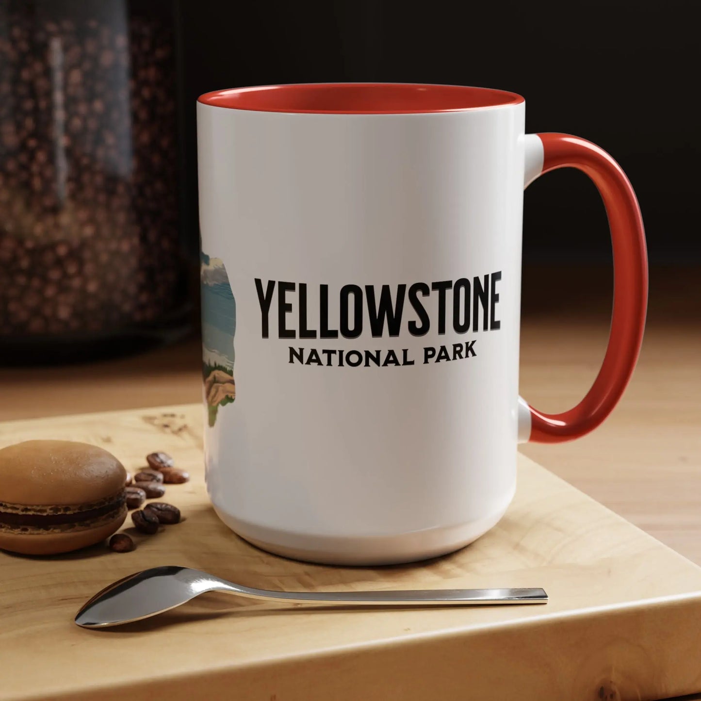 Yellowstone National Park Buffalo old Faithful Geyser Accent Coffee Mug 11oz 15oz Blue Black Pink Red - Park Service Apparel