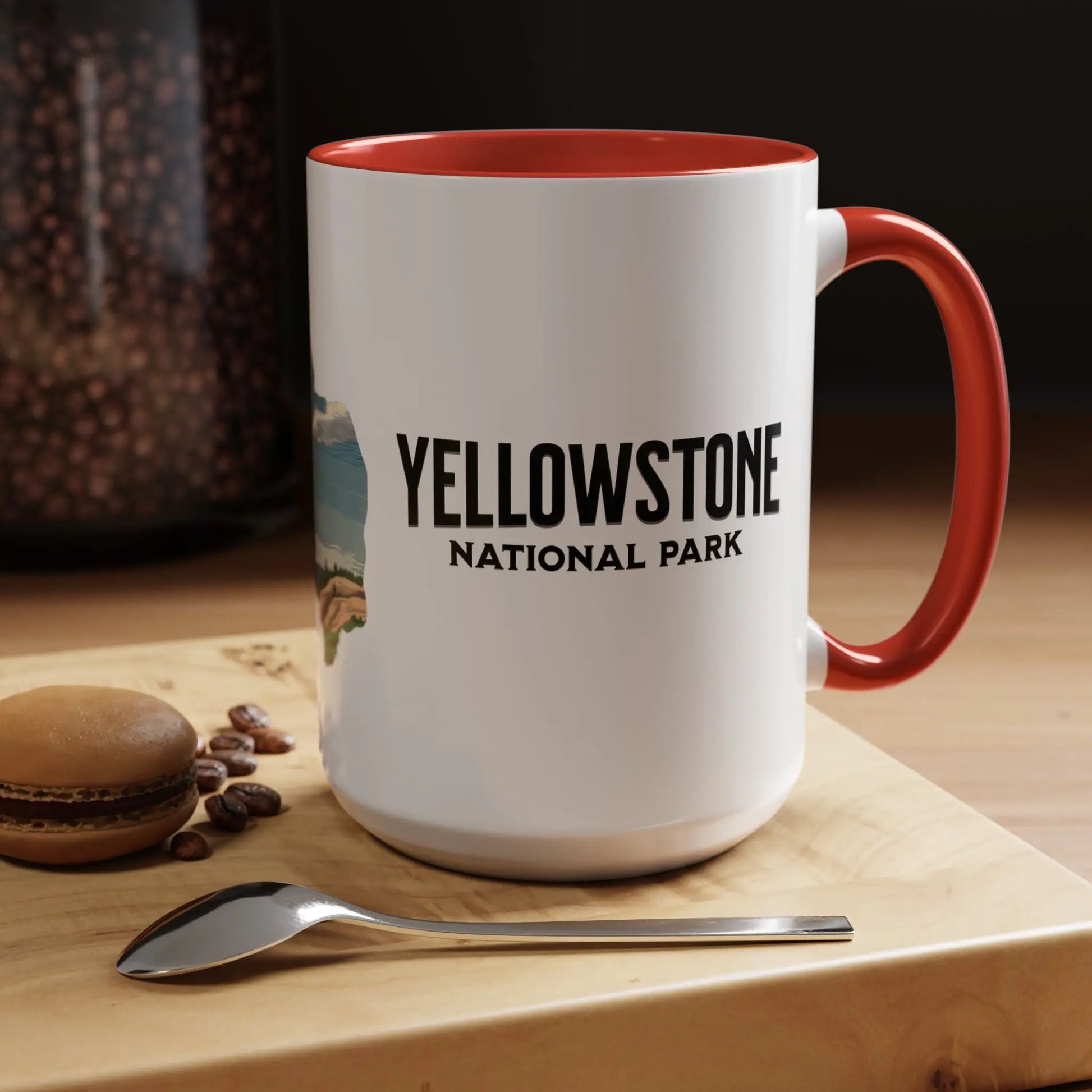 Yellowstone National Park Buffalo old Faithful Geyser Accent Coffee Mug 11oz 15oz Blue Black Pink Red - Park Service Apparel