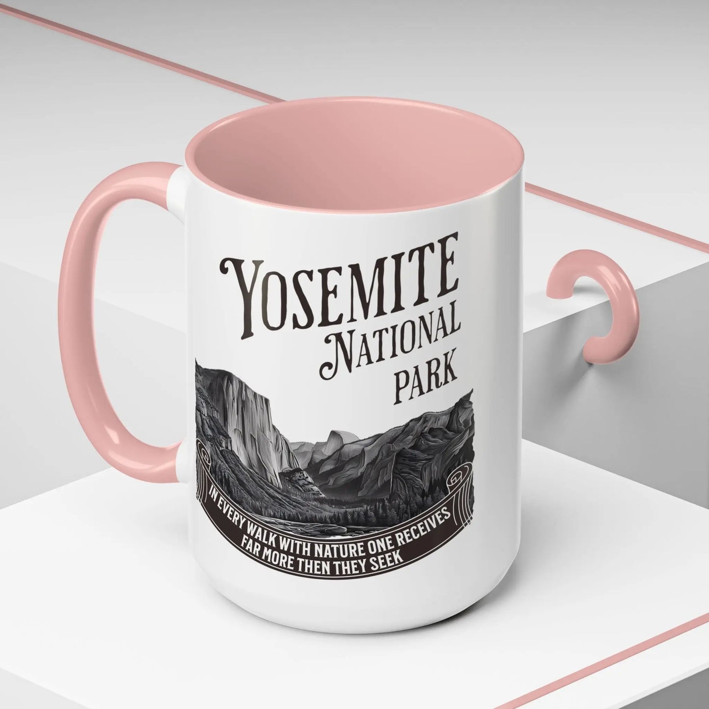 Yosemite National Park Coffee Mug 11oz 15oz Walk With Nature John Muir Quote Blue Black Pink Red - Park Service Apparel