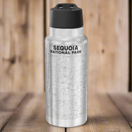 Sequoia National Park Topographic Insulated Water Bottle Tumbler 32oz Real USGS Topo Map