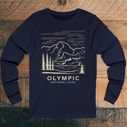 Olympic National Park Unisex Fit Long Sleeve T-Shirt Mountain Line Art - Park Service Apparel