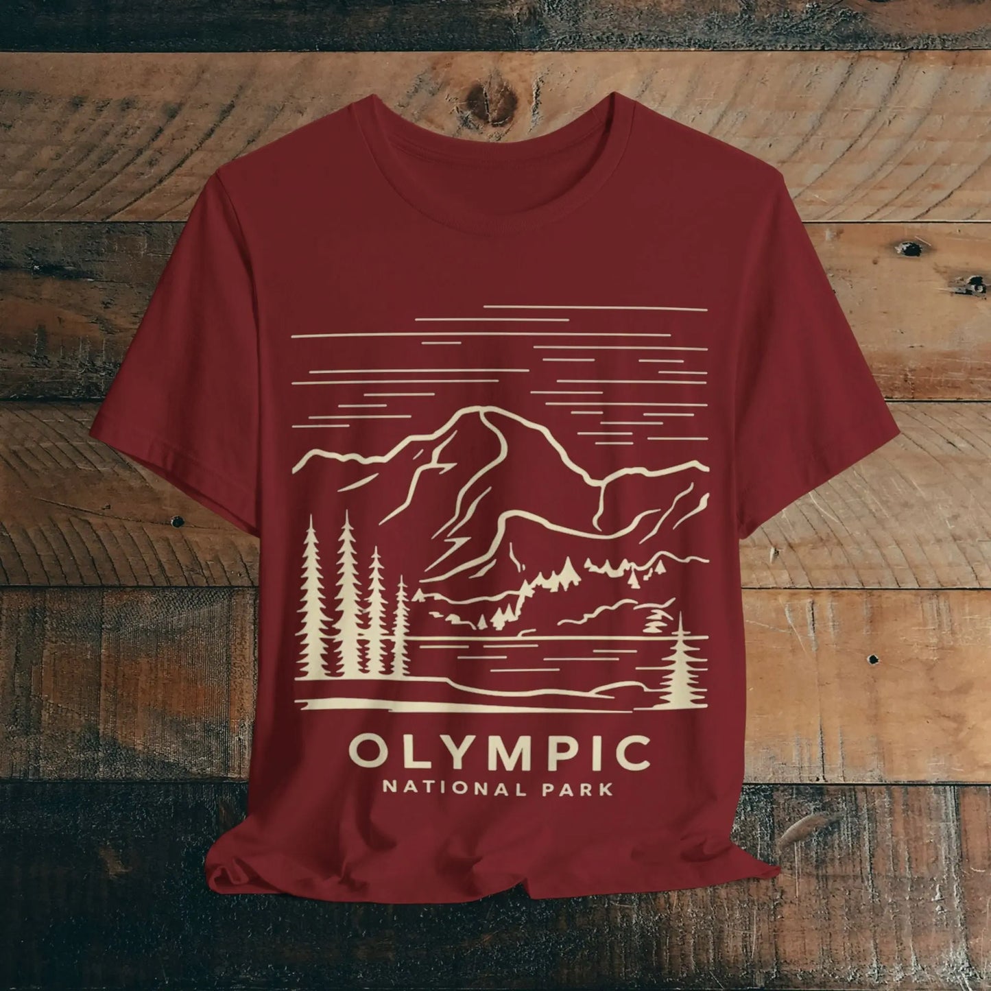Olympic National Park Unisex Fit Soft T-Shirt Coastal Mountain Art - Park Service Apparel