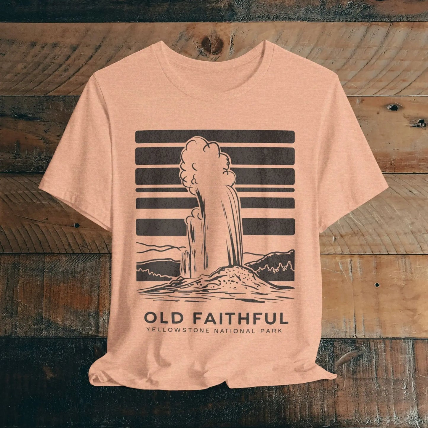 Yellowstone National Park Unisex Fit Soft T-Shirt Old Faithful Eruption Distressed - Park Service Apparel